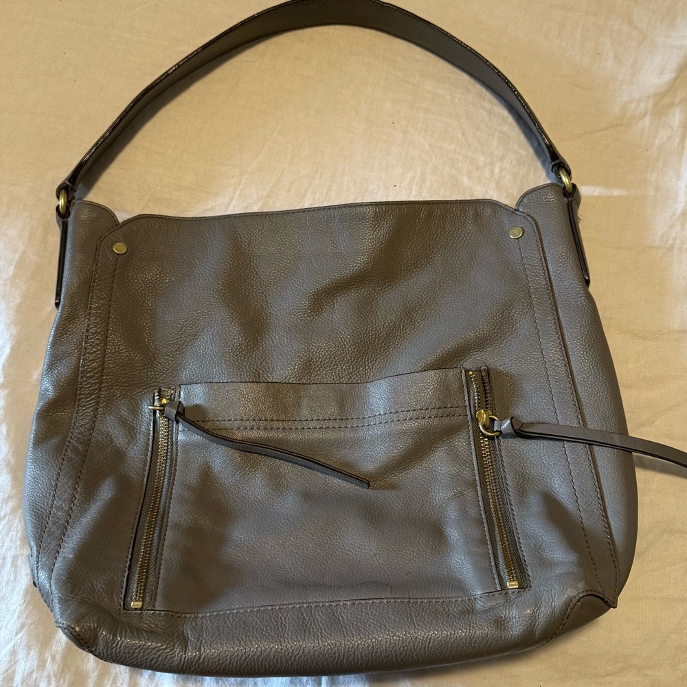 Gray Leather Cole Haan Shoulder Bag